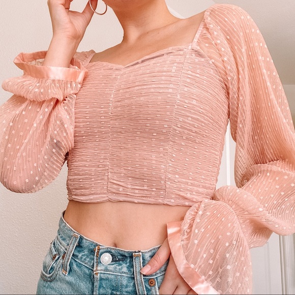 Long Sleeve Pink Crop Top - Picture 6 of 6